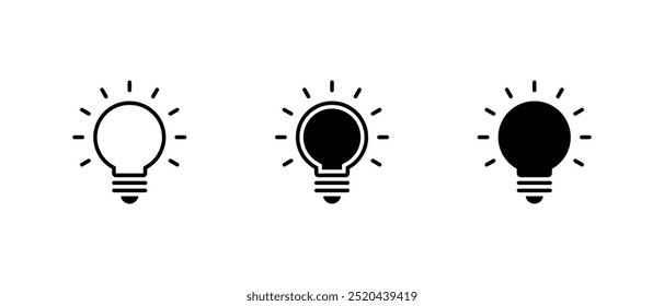 Light bulb icon set in generic style. Lamp sign symbol