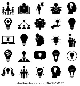 Light bulb icon set, idea, business, logo isolated on white background