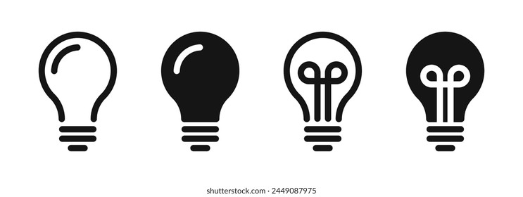 Light bulb icon.  Light Bulb icon set. Idea icon symbol vector.  Lamp icon set. Idea lamp collection. Idea Symbol, logo illustration.