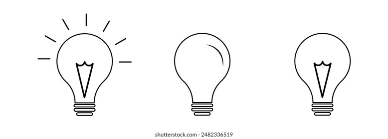 Light Bulb icon set, Idea icon symbol vector on white background. Vector Illustration.