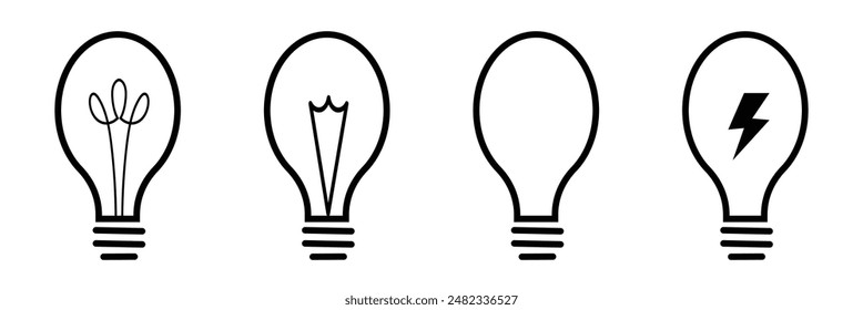 Light Bulb icon set, Idea icon symbol vector on white background. Vector Illustration.