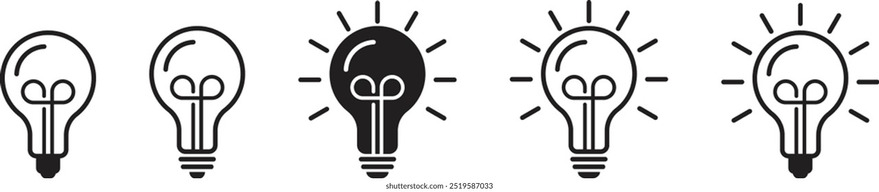 Light bulb icon set, Idea icon symbol vector, Different style icons, set of different style icons on white background, Vector Illustration