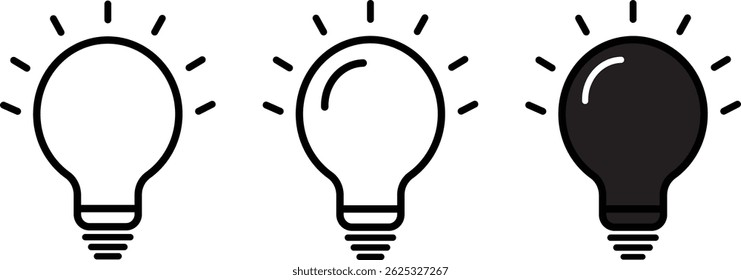 Light Bulb icon set. Idea lamp icon collection. bulb on white symbol  background,