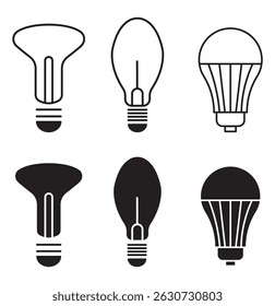 Light bulb icon set. Idea icon. Lamp concept. Light bulb, isolated in modern outline  design.  eps 10