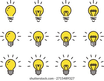 Conjunto de iconos de bombilla. Idea e inspiración ilustración. Logo de la lámpara.