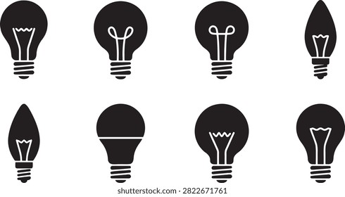 Light bulb icon set including tungsten led and decorative bulbs