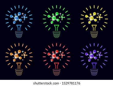 Light bulb icon set isolated on background. Light bulb icon - idea sign, solution. Lamp light symbol Energy. Vector illustration for your design.