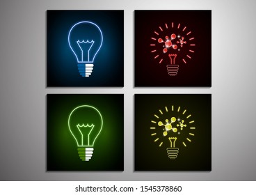 Light bulb icon set isolated on background. Light bulb icon - idea sign, solution. Lamp light symbol Energy. Vector illustration for your design.