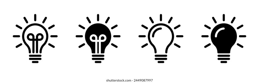 Light bulb icon.  Light Bulb icon set. Lamp icon set. Idea lamp icon collection. Idea Symbols