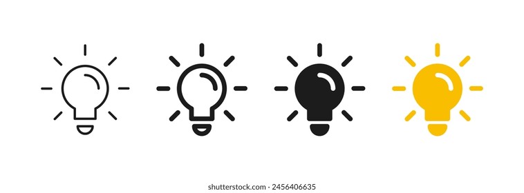 Light bulb icon set. lamp icon symbol collection , creative good idea logo. innovative idea icon sign in flat style. vector illustration	
