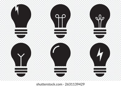 Conjunto de iconos de bombilla. colección de iconos de lámpara, logotipo creativo de buena idea. estilo plano de Iniciar sesión de iconos de ideas innovadoras. Ilustración vectorial.