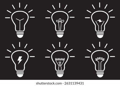 Light bulb icon set. lamp icon symbol collection , creative good idea logo. innovative idea icon sign in flat style. vector illustration.