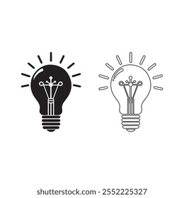 Iluminação ícone definir silhueta vetor arte design