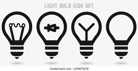 Light Bulb icon set vector, isolated on white background. Idea sign, solution, thinking concept.