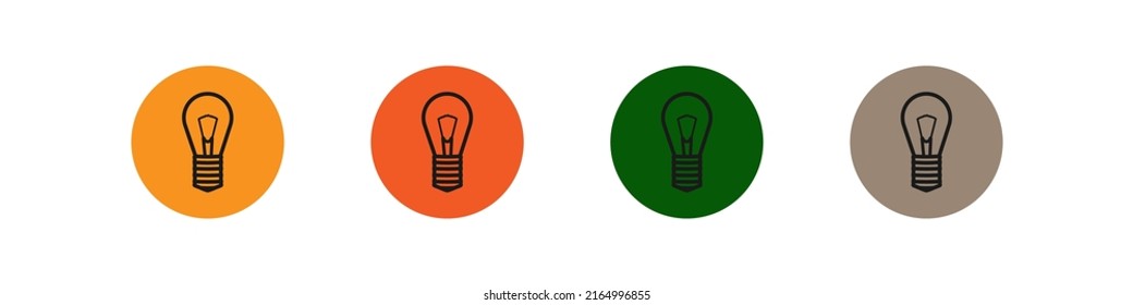 Light Bulb Icon Set. Vector Illustration Of Light Bulbs In Different Colors, Yellow, Red, Green, Gray.