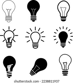 Light bulb icon set vector for web, computer and mobile app on white background 1.eps