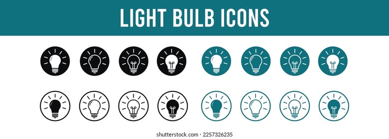Light bulb icon set. Vector design template illustration