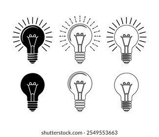 Light bulb icon set vector bundle design template