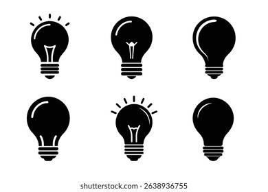 light bulb icon set vector on white background