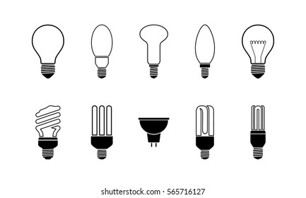 Light bulb icon set, vector