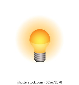 Light bulb icon shining brightly. Colored version. Minimalistic design.