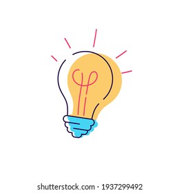 Light bulb icon sign flat outline vector