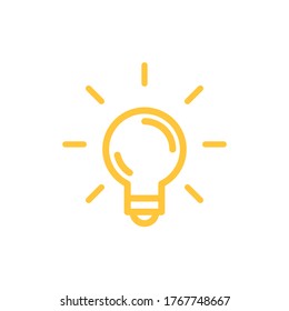 Light bulb icon, sign of idea. Shining electric lamp pictogram. Solution and creativity symbol.