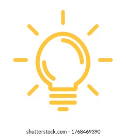 Light bulb icon, sign of idea. Shining electric lamp pictogram. Solution and creativity symbol.