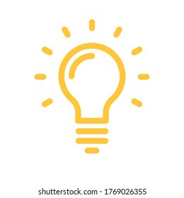 Light bulb icon, sign of idea. Shining electric lamp pictogram. Solution and creativity symbol.