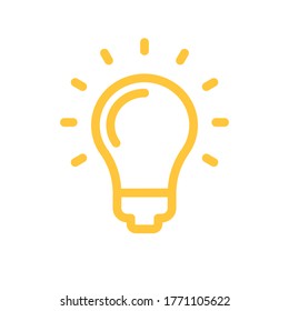 Light bulb icon, sign of idea. Shining electric lamp pictogram. Solution and creativity symbol.