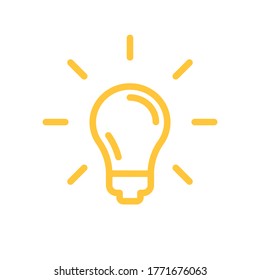 Icono de la bombilla, signo de idea. Pictograma de lámpara eléctrica brillante. Símbolo de solución y creatividad.