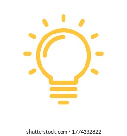 Light bulb icon, sign of idea. Shining electric lamp pictogram. Solution and creativity symbol.