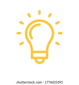 Icono de la bombilla, signo de idea. Pictograma de lámpara eléctrica brillante. Símbolo de solución y creatividad.