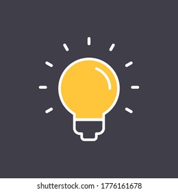 Light bulb icon, sign of idea. Shining electric lamp pictogram. Solution and creativity symbol.