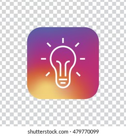 Light bulb icon. Light bulb sign. Lamp. Logo and app button.