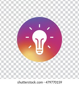 Light bulb icon. Light bulb sign. Lamp. Logo and app button.