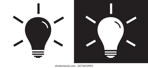 Light bulb icon. Silhouette of light bulb. Flat Light bulb on white background. Vector illustration.