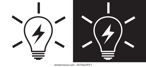 Light bulb icon. Silhouette of light bulb. Flat Light bulb on white background. Vector illustration.