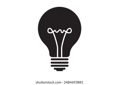 Light Bulb Icon Silhouette Vector Illustration On White Background. Electricity, Technology Symbol. Electric Lamp
