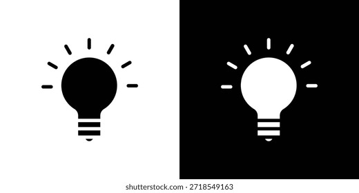 Light bulb icon silhouette vector illustration isolated flat style