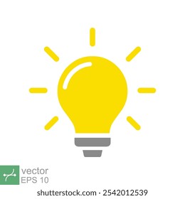 Light bulb icon. Simple flat style. glow lamp, idea, solution, inspiration, yellow lightbulb, technology concept. Vector illustration isolated on white background. EPS 10.