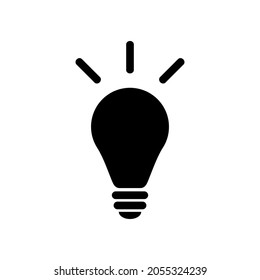 Symbol der Glühbirne. Einfach, hochwertig und für Ihr Design geeignet. Flaches design, Vektorgrafik, solide, Silhouette. Denken, Idee.