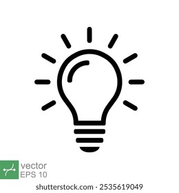 Light bulb icon. Simple outline style. Creative, analytical thinking processing, electrical lamp, idea solution concept. Thin line vector illustration isolated on white background. EPS 10.
