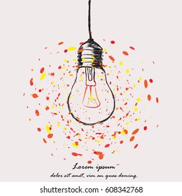 Light bulb icon sketch in vector. Hand-drawn doodle sign