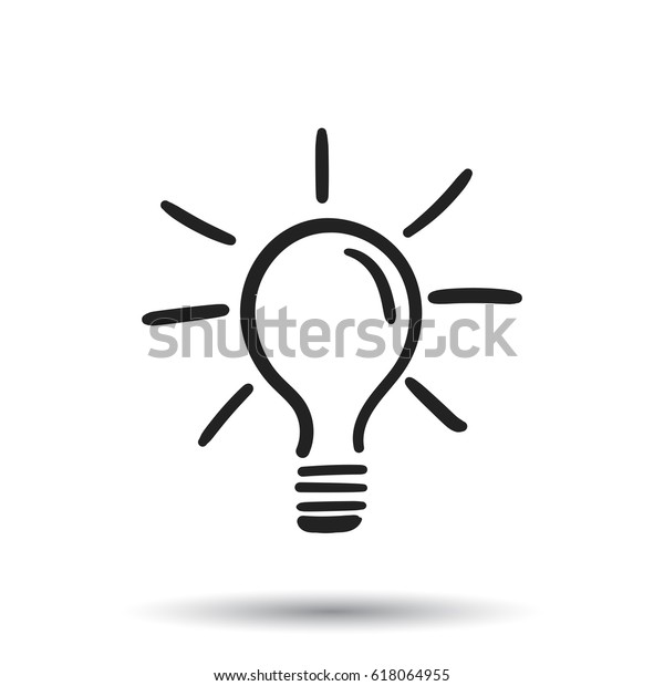 電球アイコンのベクター画像スケッチ 手描きのアイデア落書き記号 白い背景にベクターイラスト のベクター画像素材 ロイヤリティフリー