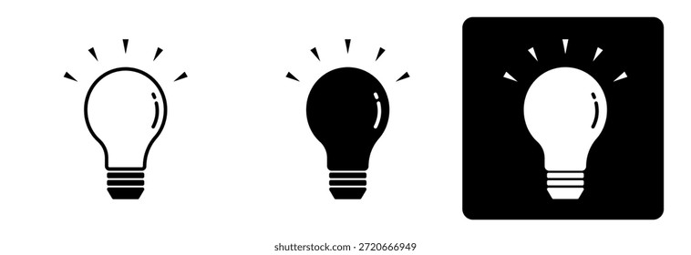 Icono de bombilla, símbolo para generar ideas, iluminación de bombilla, diferentes perspectivas, ilustración.