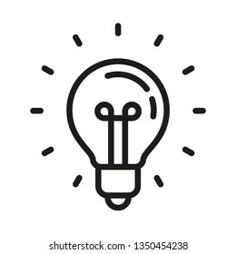 Light bulb icon, symbol of idea, linear vector illustration