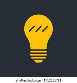 Light bulb icon. Symbol of idea. Solution and thinking concept simple illustration. Electric lamp flat style design.