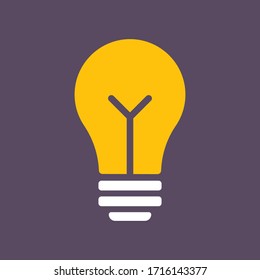 Light bulb icon. Symbol of idea. Solution and thinking concept simple illustration. Electric lamp flat style design.