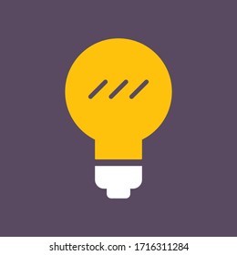 Light bulb icon. Symbol of idea. Solution and thinking concept simple illustration. Electric lamp flat style design.